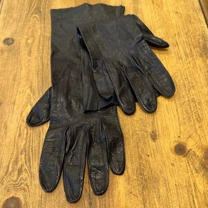 Kislav Kid Black Leather Gloves 1950’s size 8